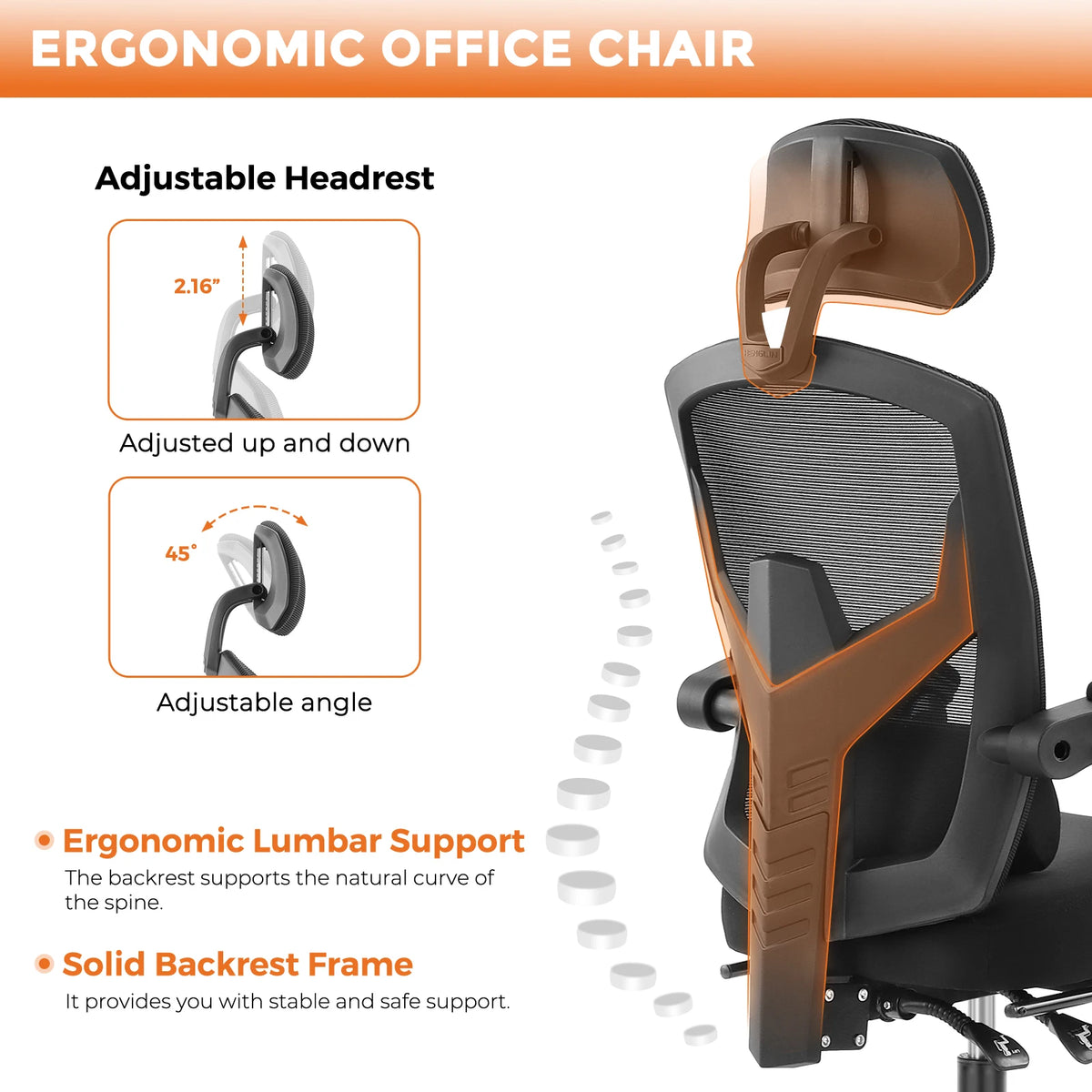 MCQ High Back Ergonomic Reclining Mesh Office Chair