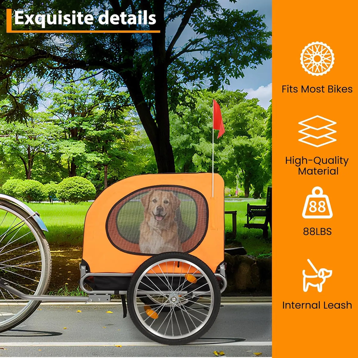 Twister.Ck Foldable Dog Bike Trailer with Universal Quick Release Wheels