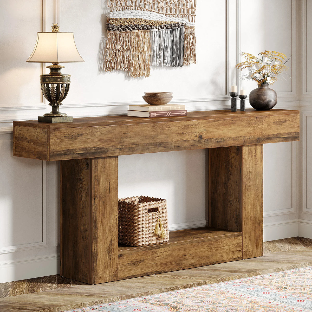 Tribesigns Farmhouse Entryway Console Table With U Shaped Base