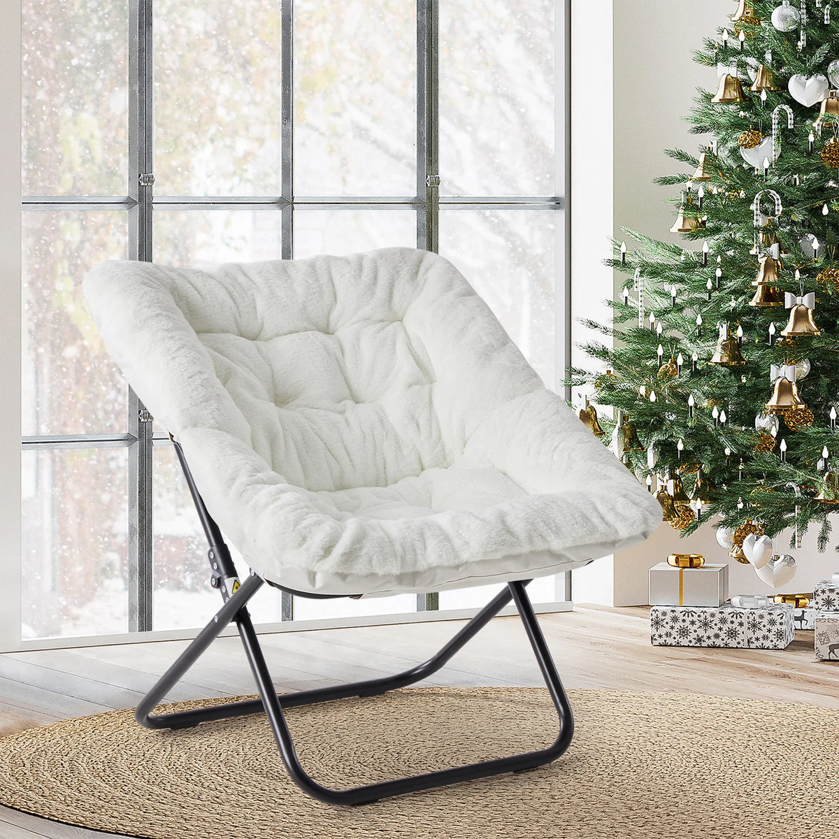 JHK Modern Folding Saucer Chair With Padded Metal Frame