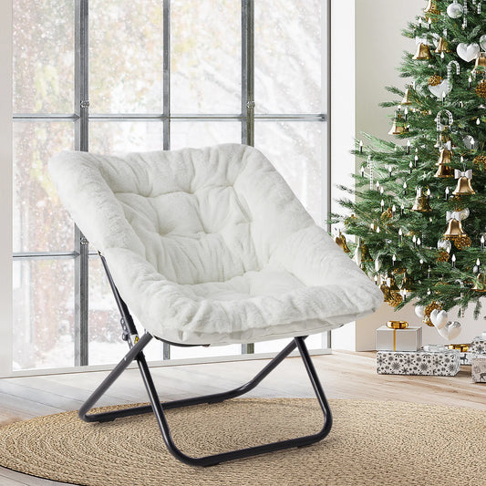 JHK Modern Folding Saucer Chair With Padded Metal Frame