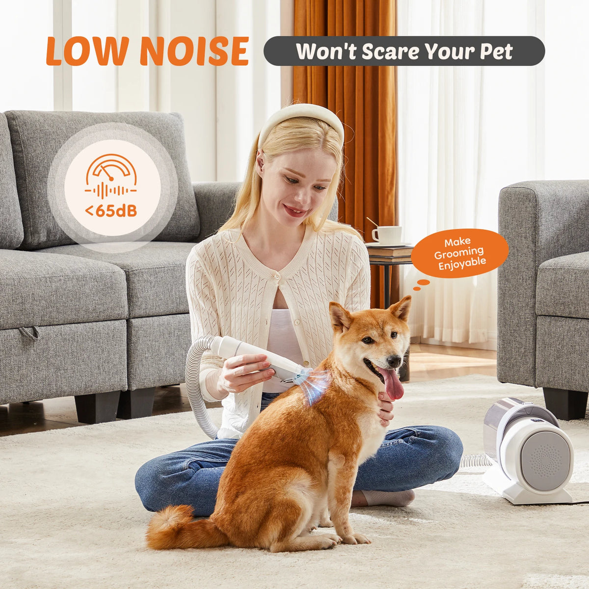 Professional Cordless Pet Grooming Vacuum Kit With Quiet Clippers