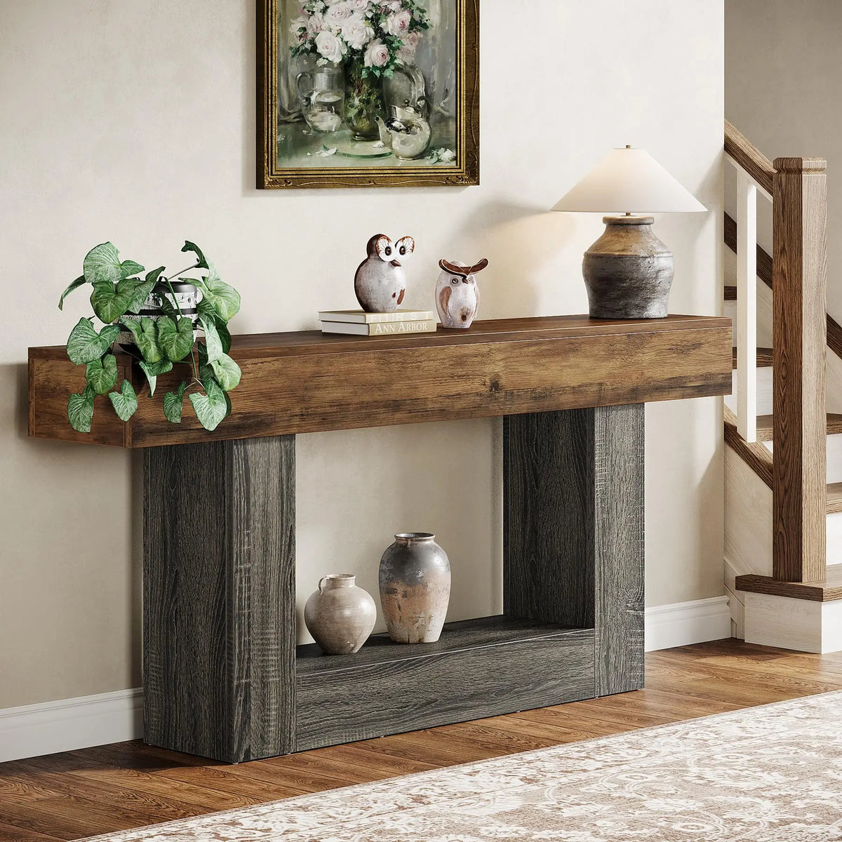 Tribesigns Farmhouse Entryway Console Table With U Shaped Base