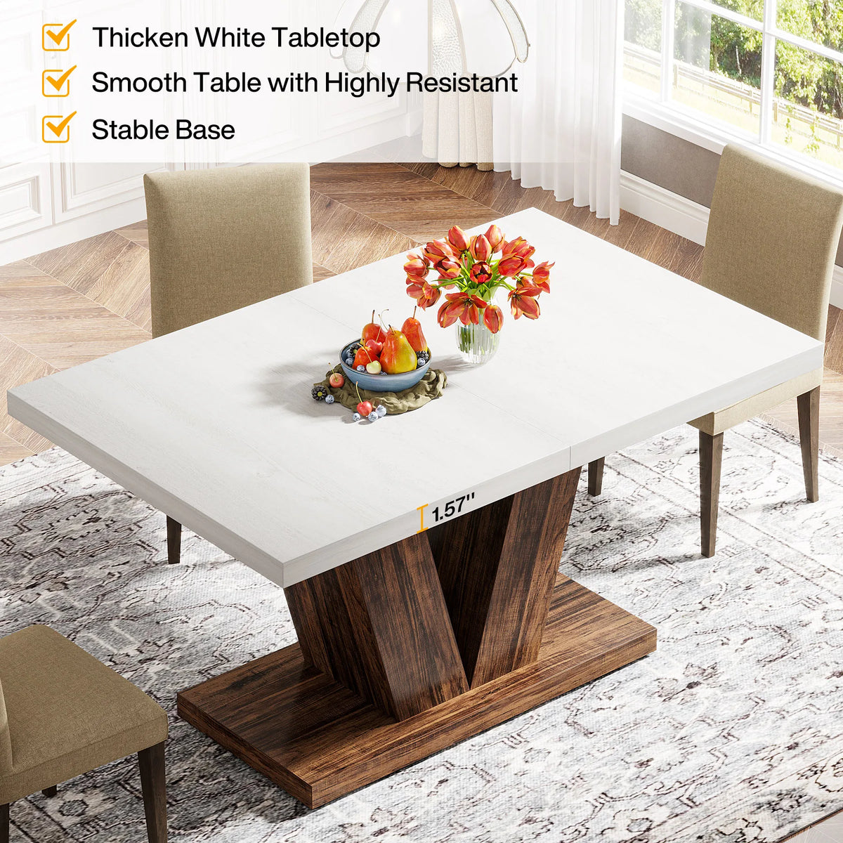 Tribesigns Wooden Farmhouse Dining Table For Kitchen