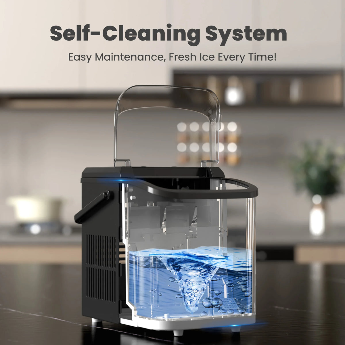 Portable Countertop Ice Maker With Self Cleaning Rapid Bullet Ice