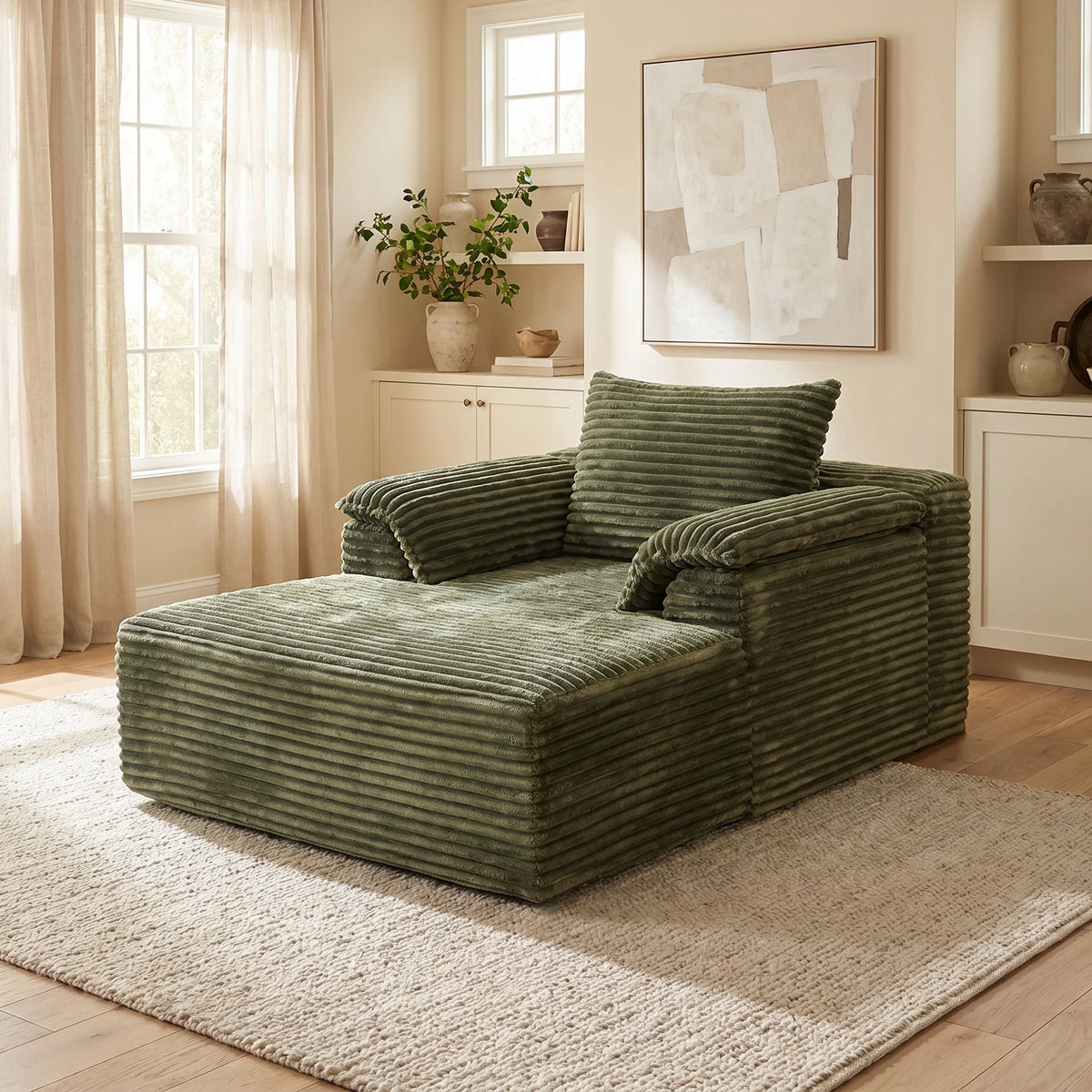 Corduroy Oversized Sofa Bed Lounger With Soft Pillows