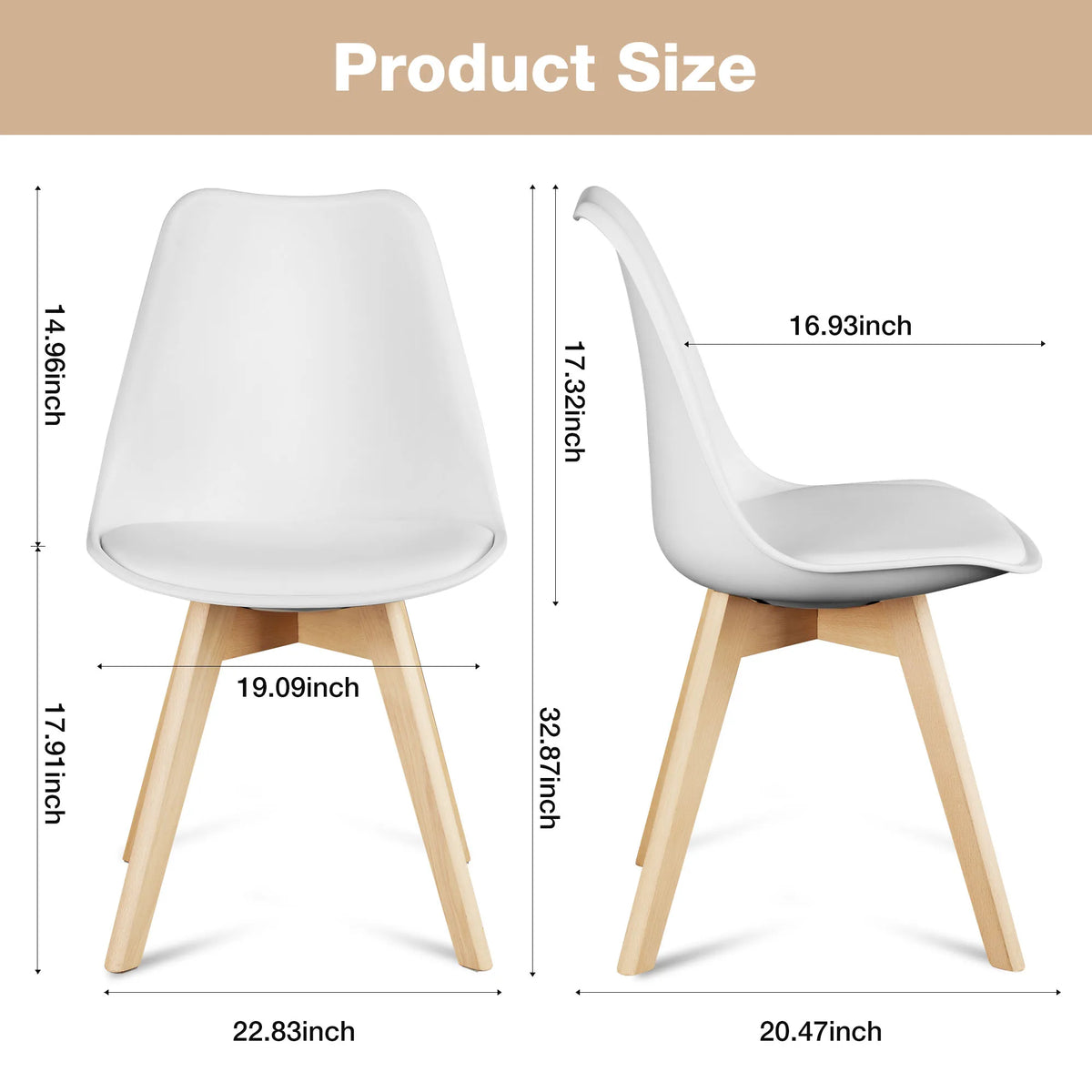 JHK PU Leather Dining Chairs With Comfortable Wooden Frame