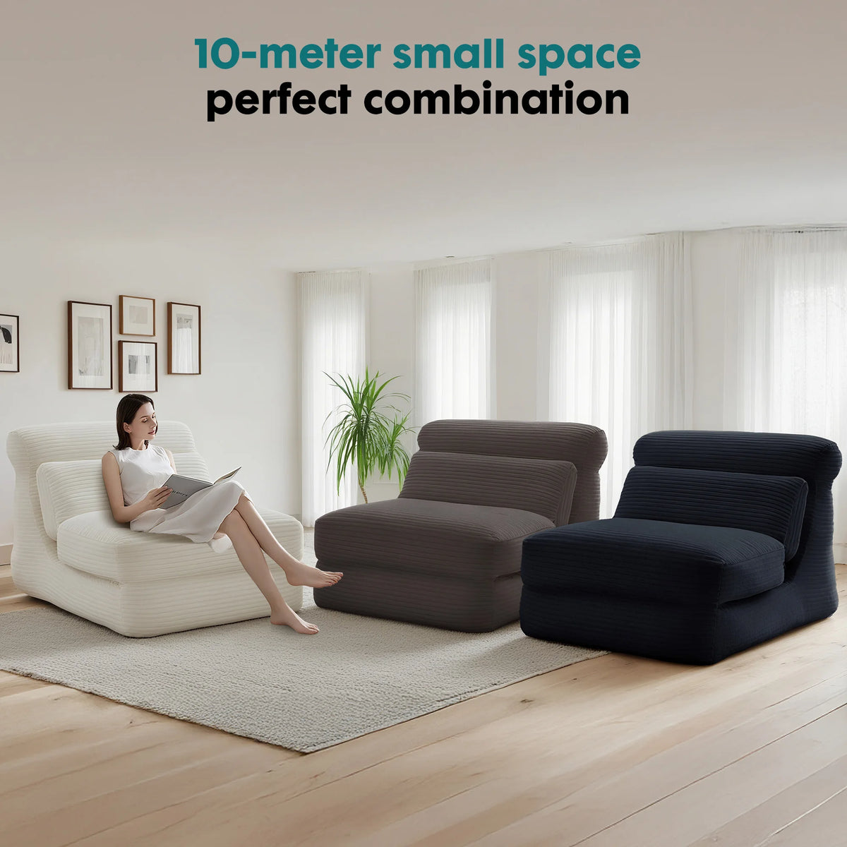 JHK Modern Ergonomic Folding Sofa Bed With Lumbar Support