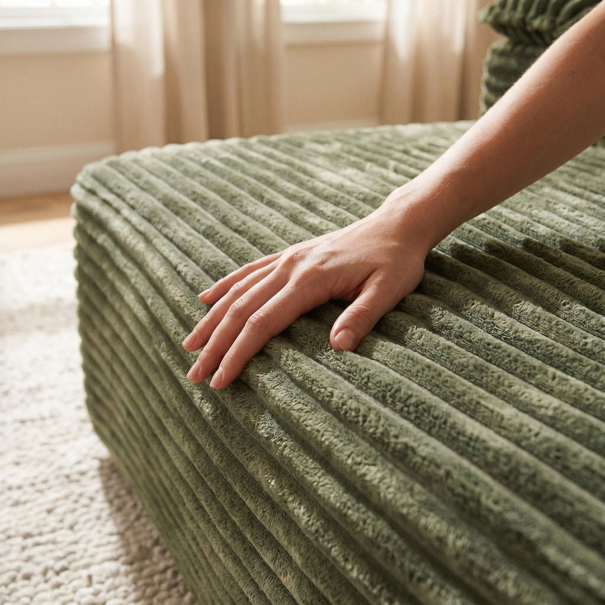 Corduroy Oversized Sofa Bed Lounger With Soft Pillows