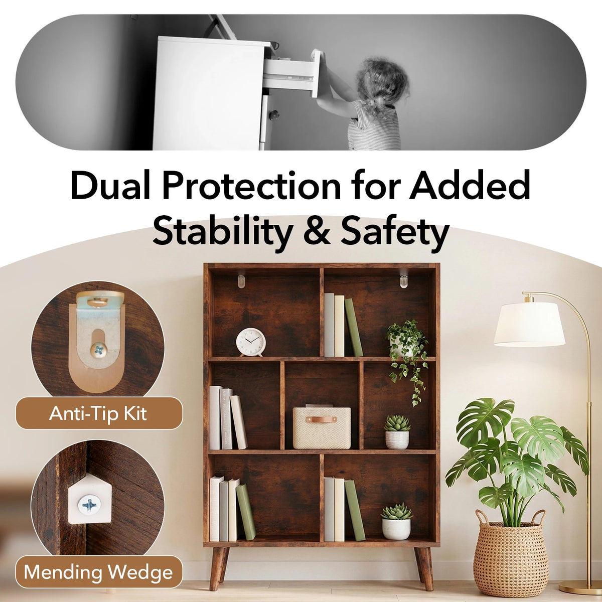 Wooden Bookcase Storage Organizer Display Shelves For Home
