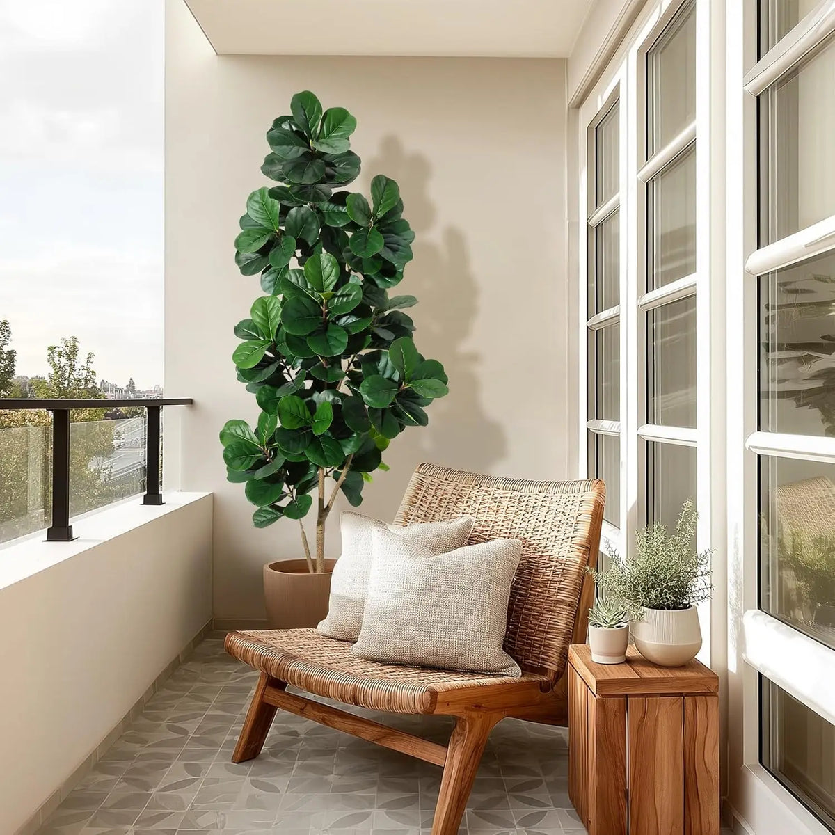 HiMISS Artificial Fiddle Leaf Fig Tree Decor With Realistic Leaves