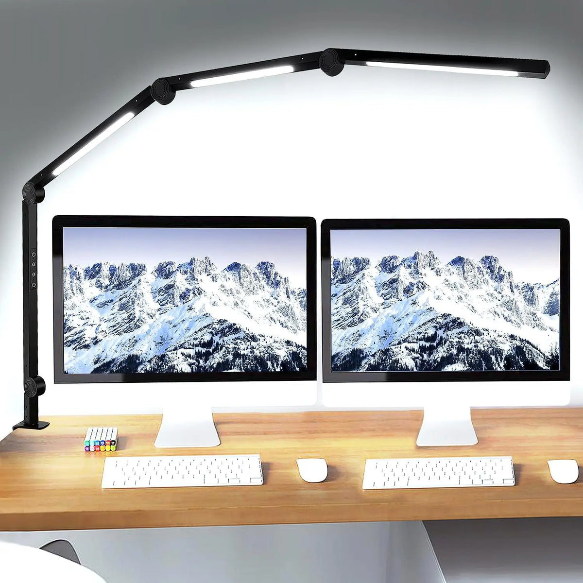 LED Desk Lamp With Flexible Swing Arm And Touch Dimmer