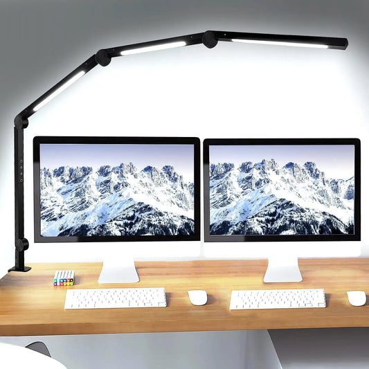 LED Desk Lamp With Flexible Swing Arm And Touch Dimmer