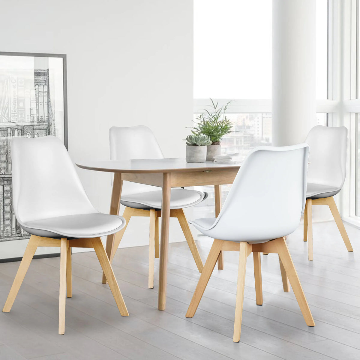 JHK PU Leather Dining Chairs With Comfortable Wooden Frame