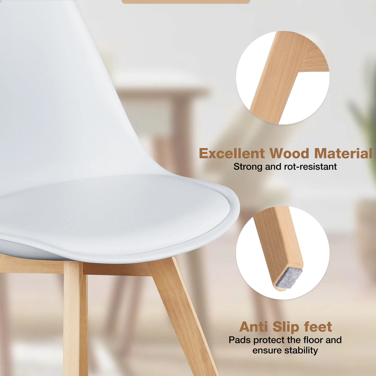 JHK PU Leather Dining Chairs With Comfortable Wooden Frame