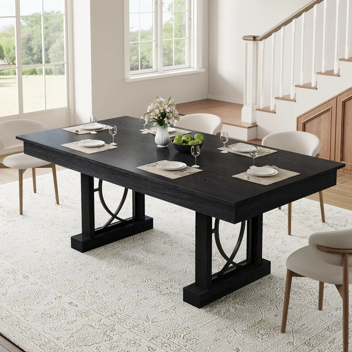 HobbyLane Modern Wood Dining Table Featuring Dual Storage Drawers