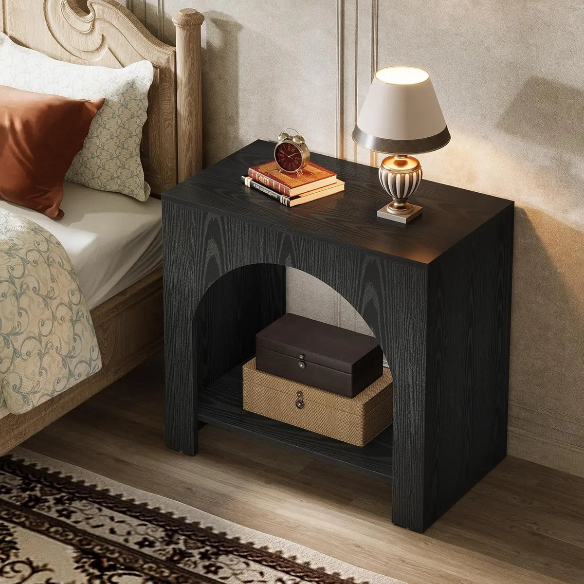 Wooden Storage Nightstand With Modern Design For Bedroom Bedside Table