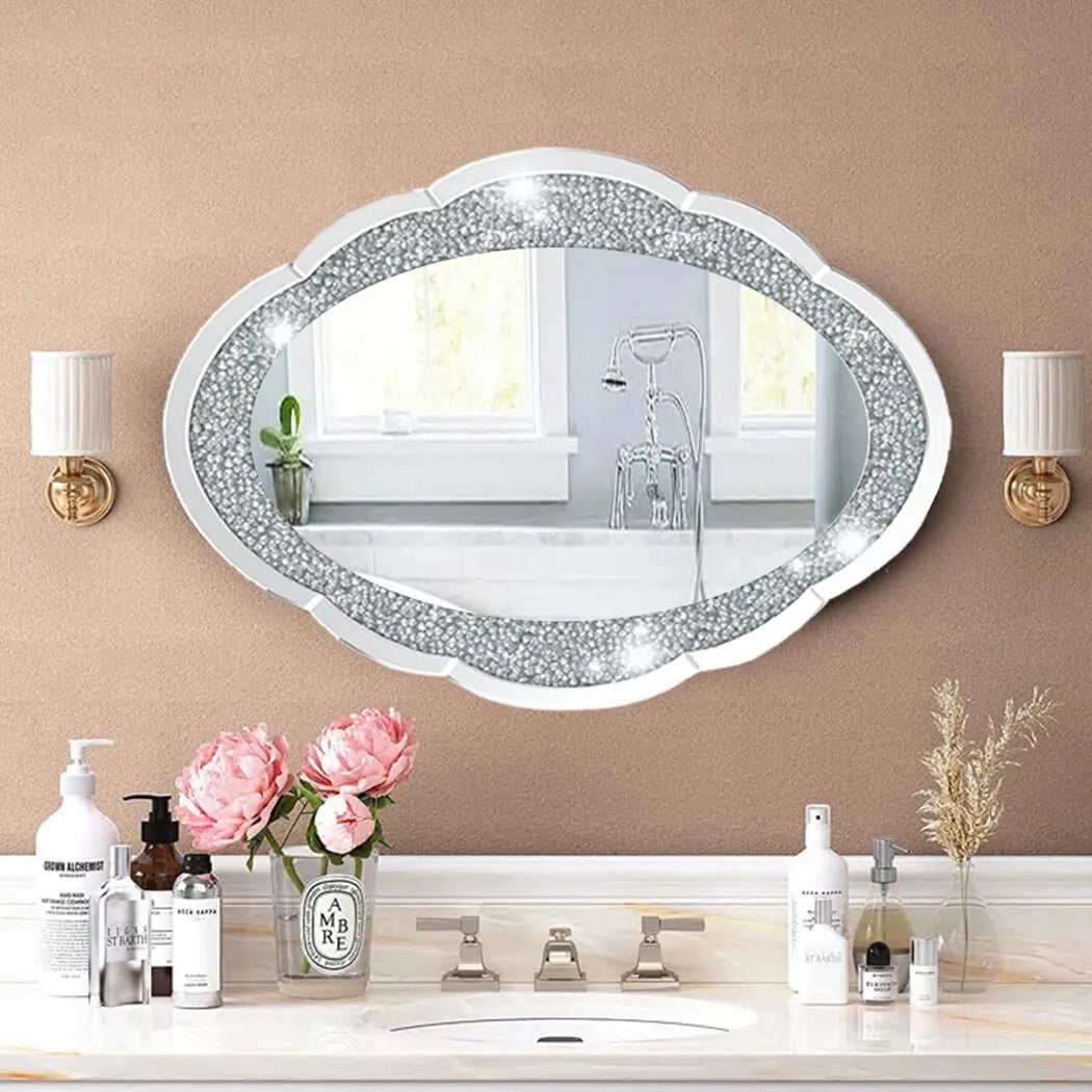 BORWART Crystal Crushed Diamond Arch Wall Mirror Vanity Decor