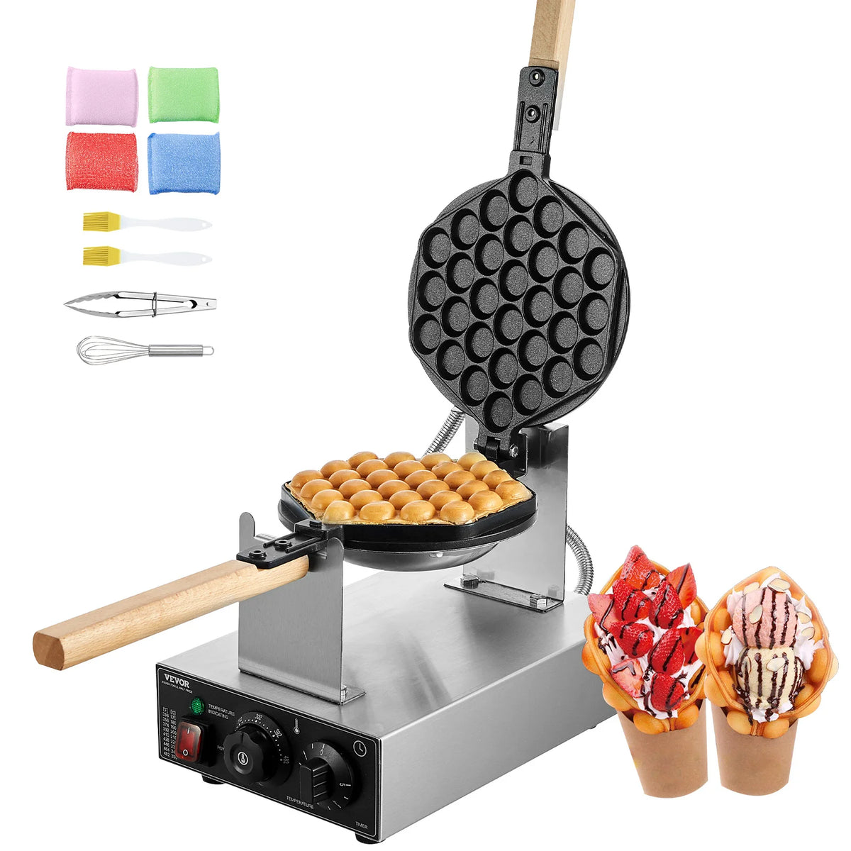 SucceBuy Commercial Egg Bubble Waffle Maker With Stainless Plates