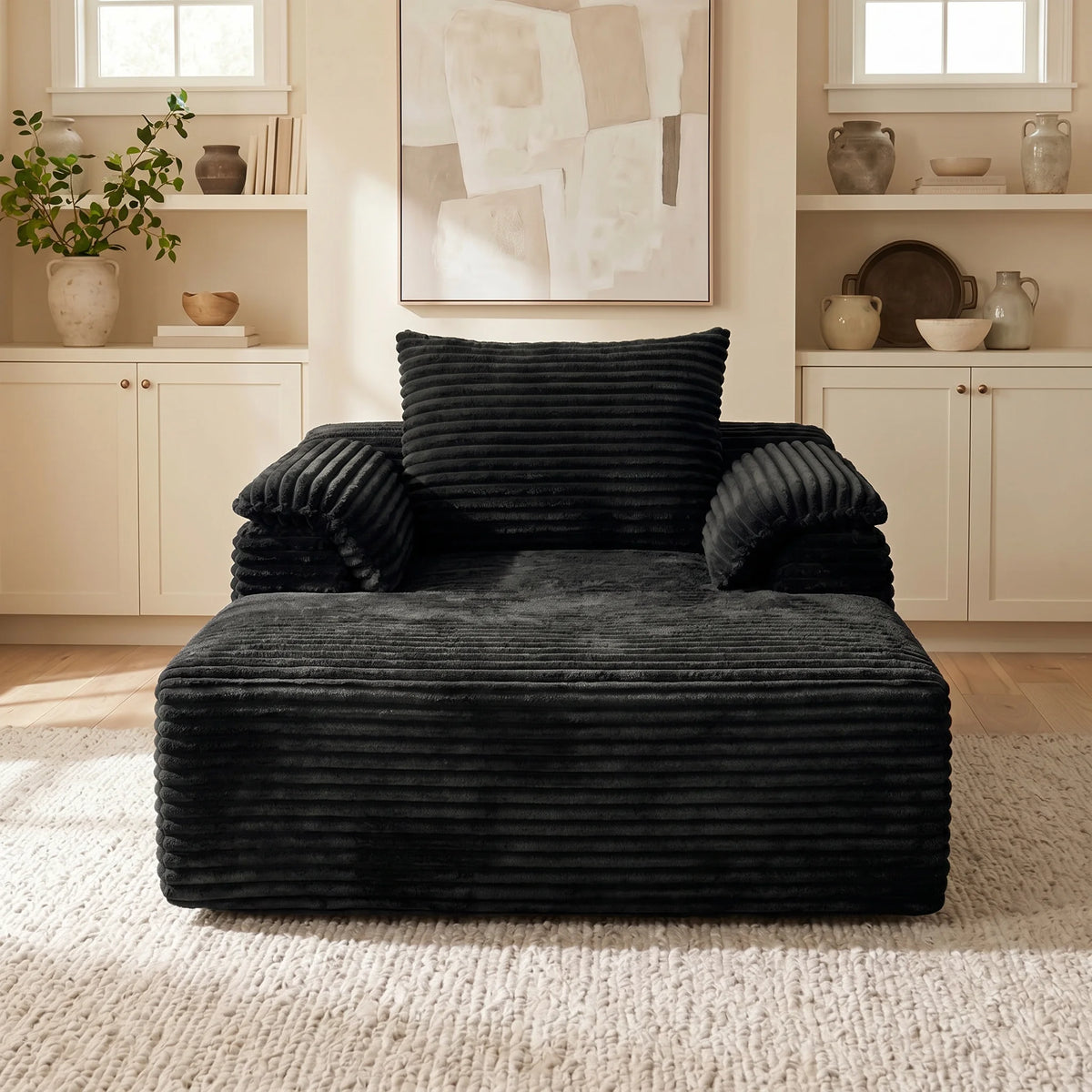 Corduroy Oversized Sofa Bed Lounger With Soft Pillows