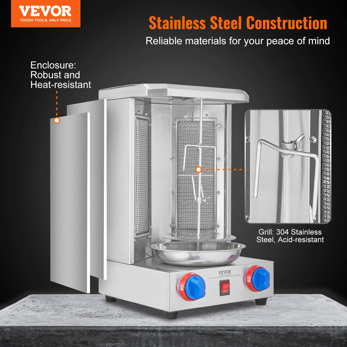 SucceBuy Gas Vertical Chicken Shawarma Grill Rotisserie Oven
