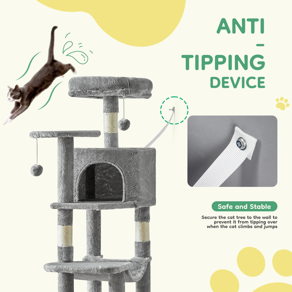 JHK Multi Level Cat Tree With Sisal Scratching Posts