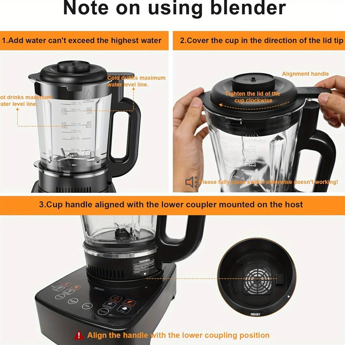 Prasky Professional Heating Blender For Smoothies And Soups