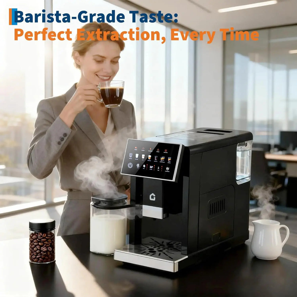 Acekool Fully Automatic Espresso Coffee Maker With Milk Frother