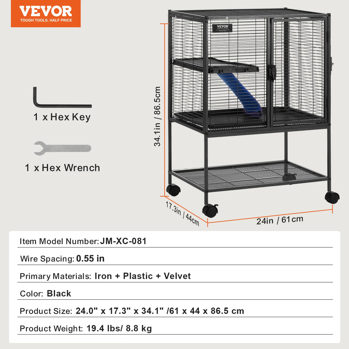 SucceBuy Rolling Metal Small Animal Cage For Ferrets And Hamsters
