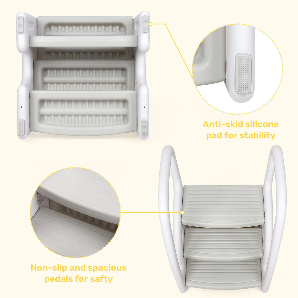 Plastic Slip Resistant Toddler Step Stool With Side Handles Bathroom
