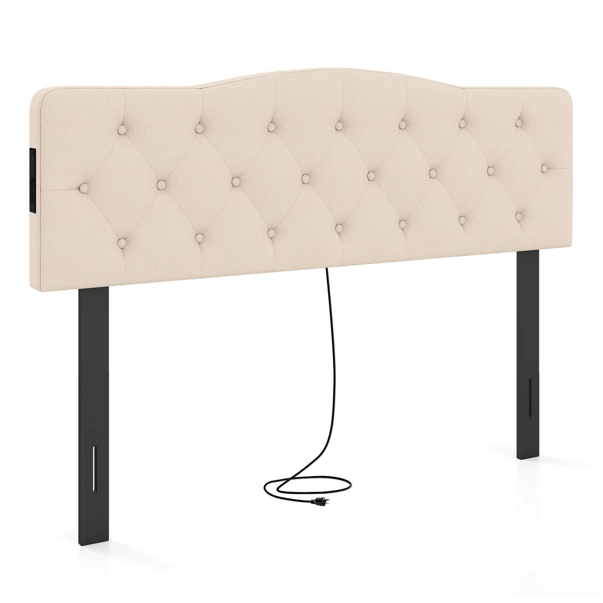 Homasis Tufted Upholstered Headboard With Integrated AC Outlets