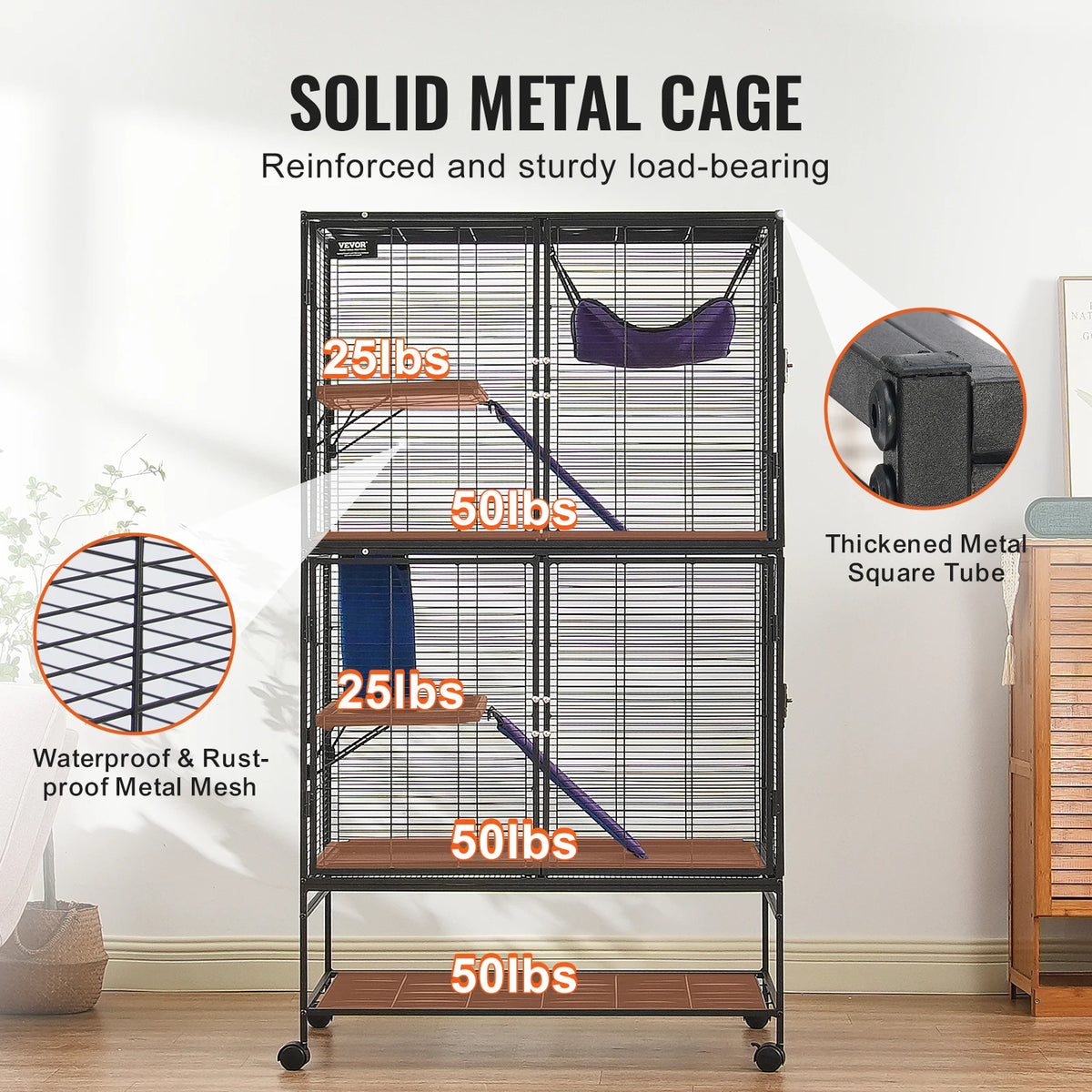 SucceBuy Rolling Metal Small Animal Cage For Ferrets And Hamsters
