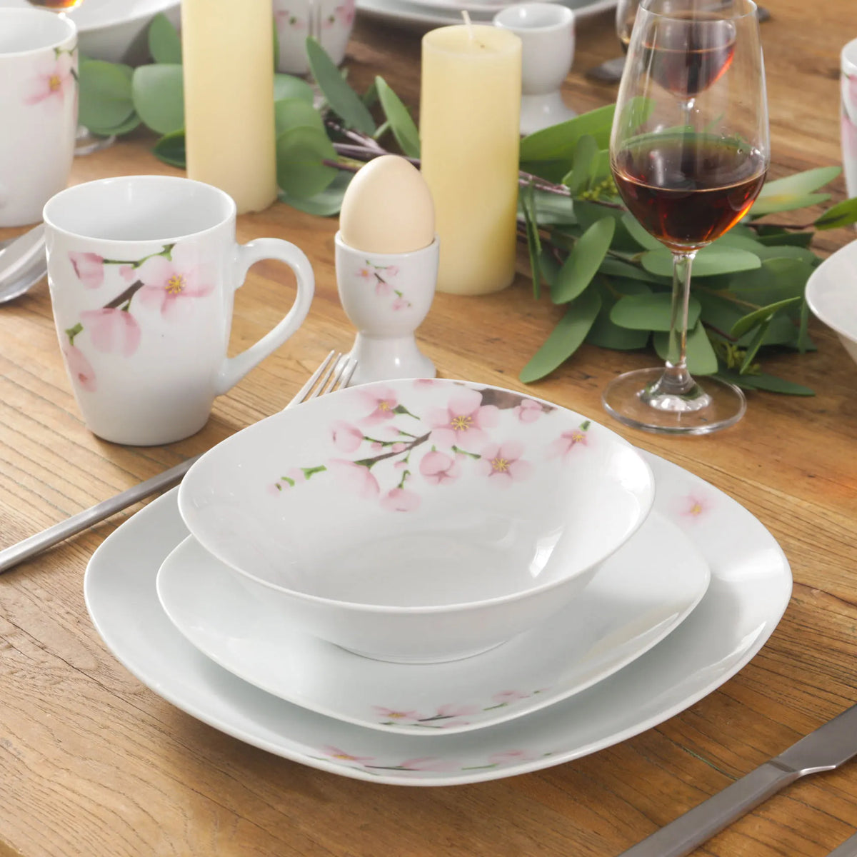 Malacasa Porcelain Dinnerware Set With Cups Plates And Bowls
