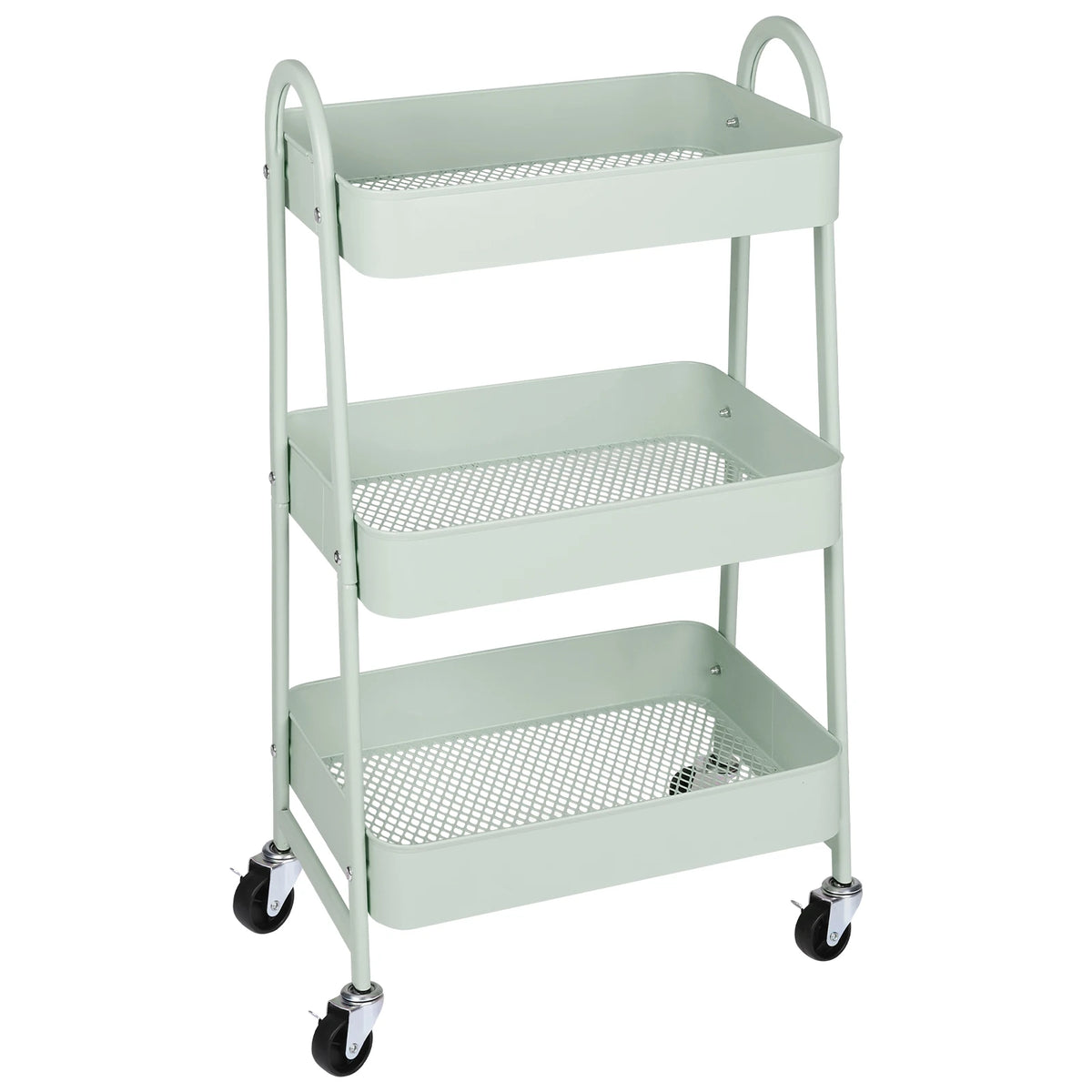 JHK Three Tier Metal Rolling Storage Cart With Lockable Wheels