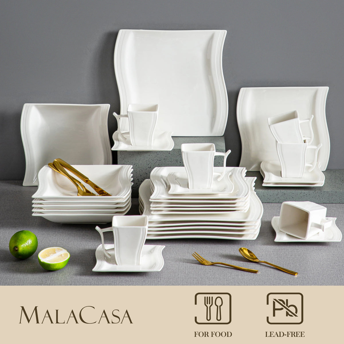 Malacasa Flora Ceramic Dinnerware Set For Home Dining Tables