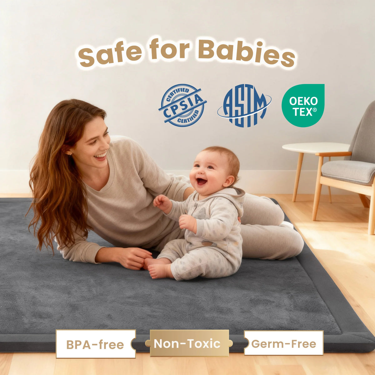 Huloo Sleep Soft Memory Foam Baby Play Mat Nursery Rug