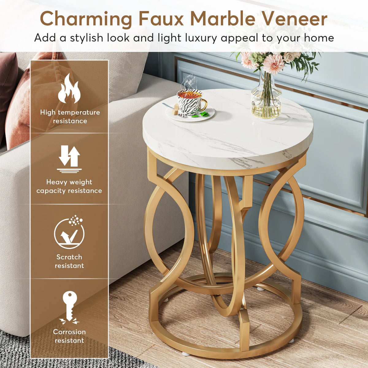 Tribesigns Modern Round End Table Featuring Thick Wood Top