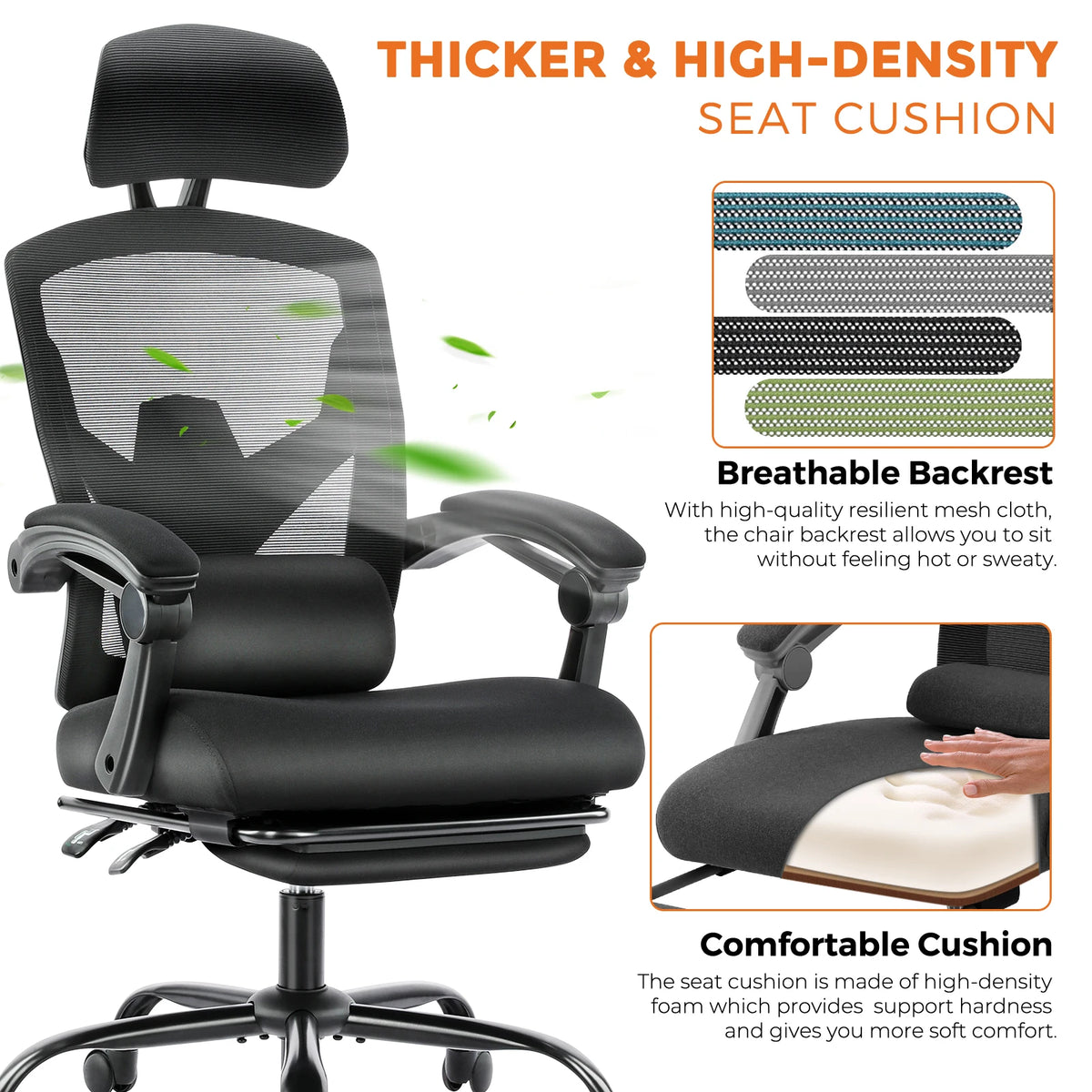 MCQ High Back Ergonomic Reclining Mesh Office Chair