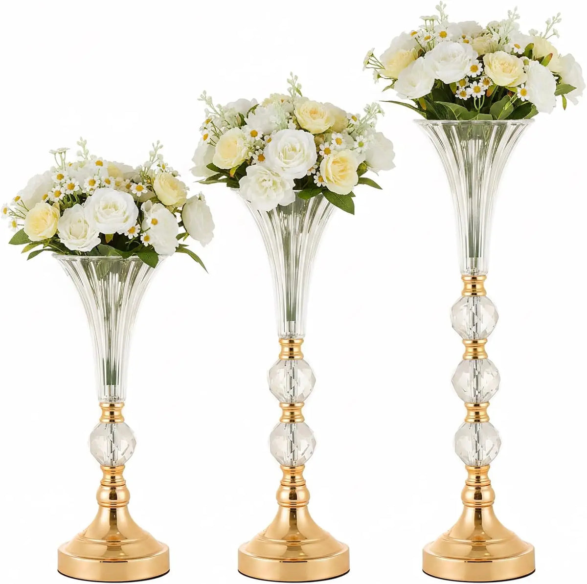 VINCIGANT Acrylic Trumpet Vases Set Centerpiece For Dining Table Decor