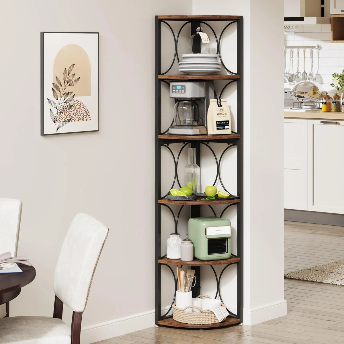 Tribesigns Tall Corner Shelf Bookcase Storage Rack Organizer