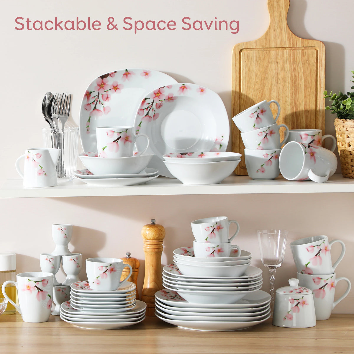 Malacasa Porcelain Dinnerware Set With Cups Plates And Bowls
