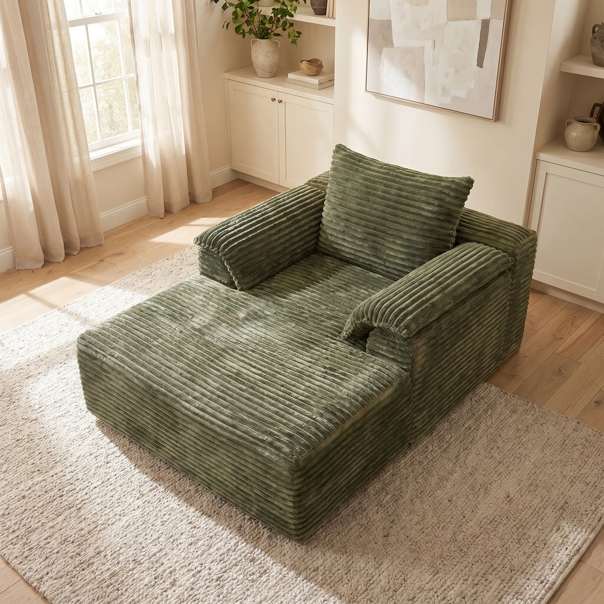 Corduroy Oversized Sofa Bed Lounger With Soft Pillows
