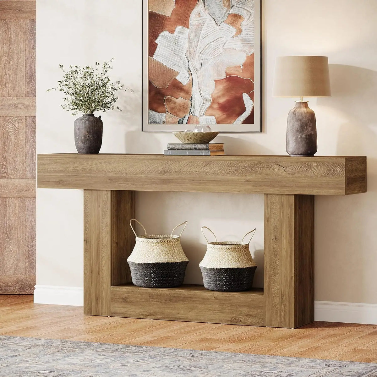 Tribesigns Farmhouse Entryway Console Table With U Shaped Base