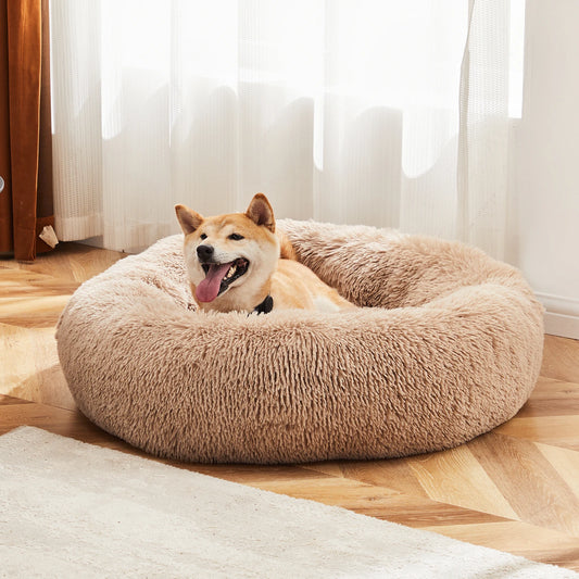 JHK Calming Plush Dog Bed Washable Anti Slip Round