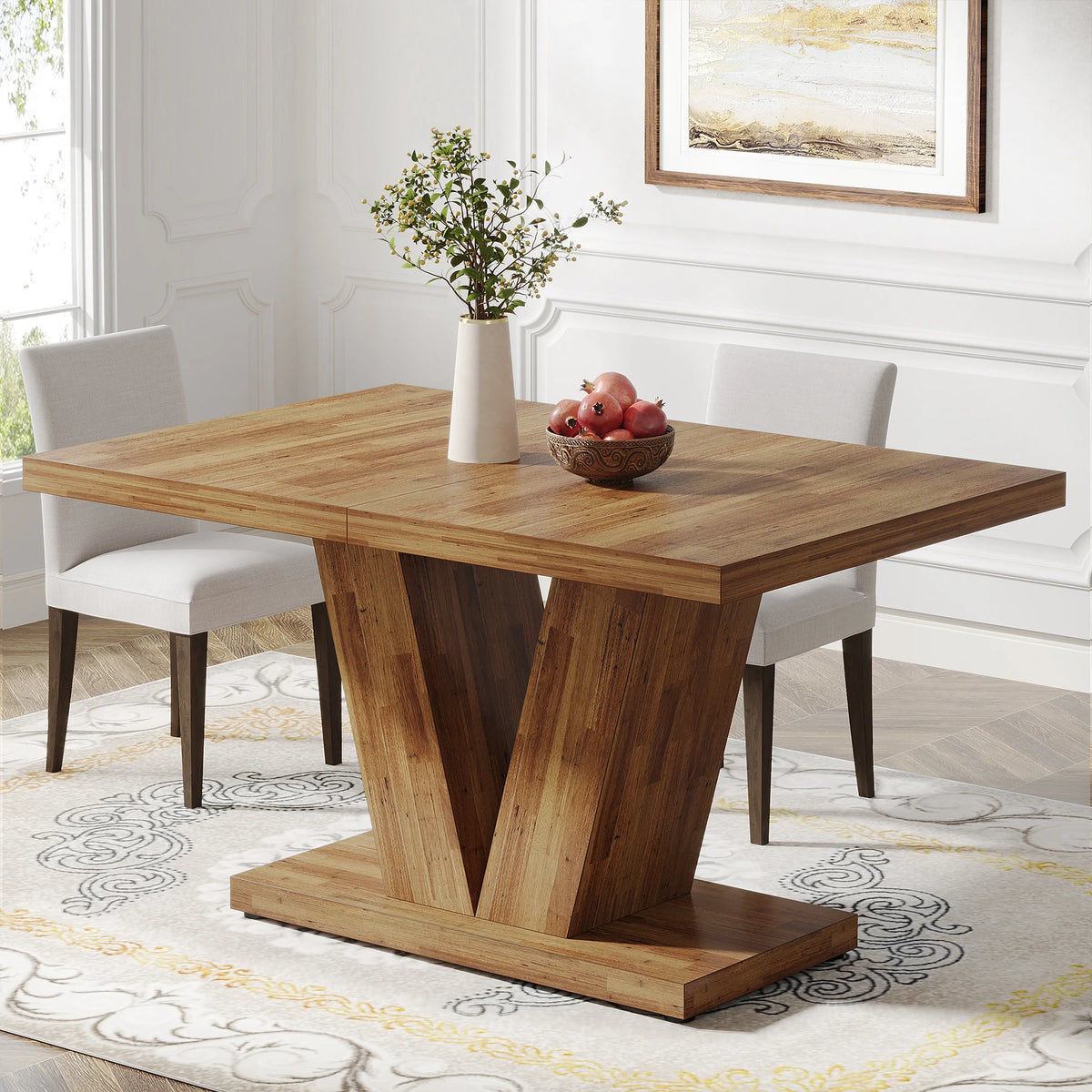Tribesigns Wooden Farmhouse Dining Table For Kitchen
