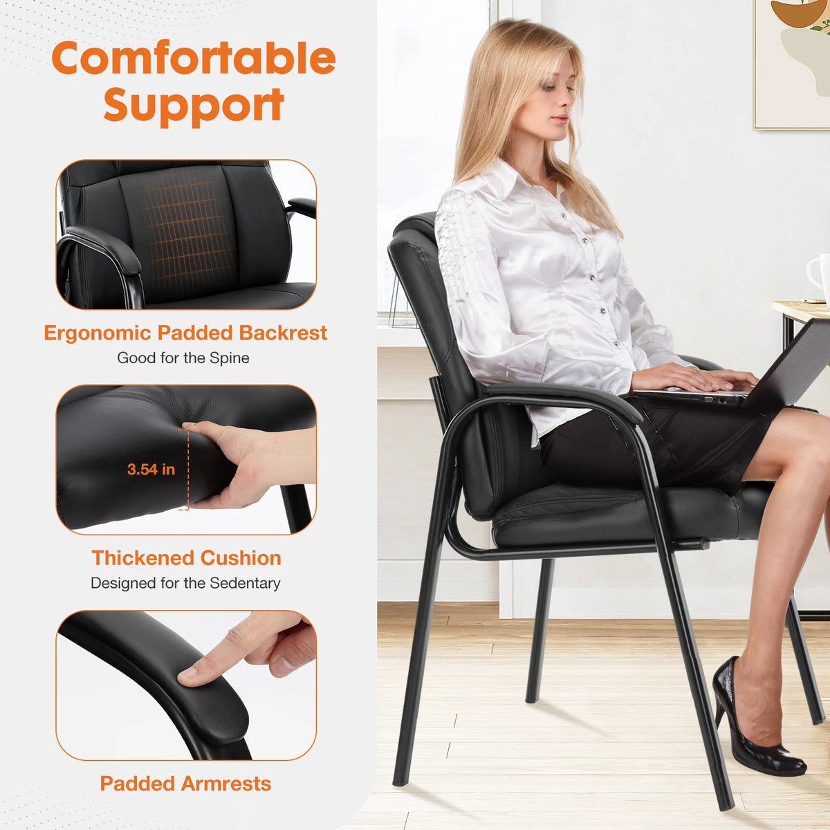 MCQ Ergonomic Office Chair With PU Leather And Steel Frame