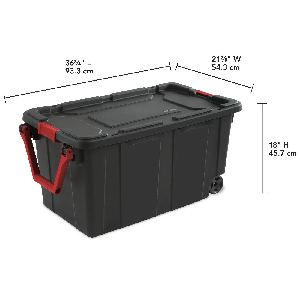 Sterilite Industrial Wheeled Storage Tote With Secure Handle