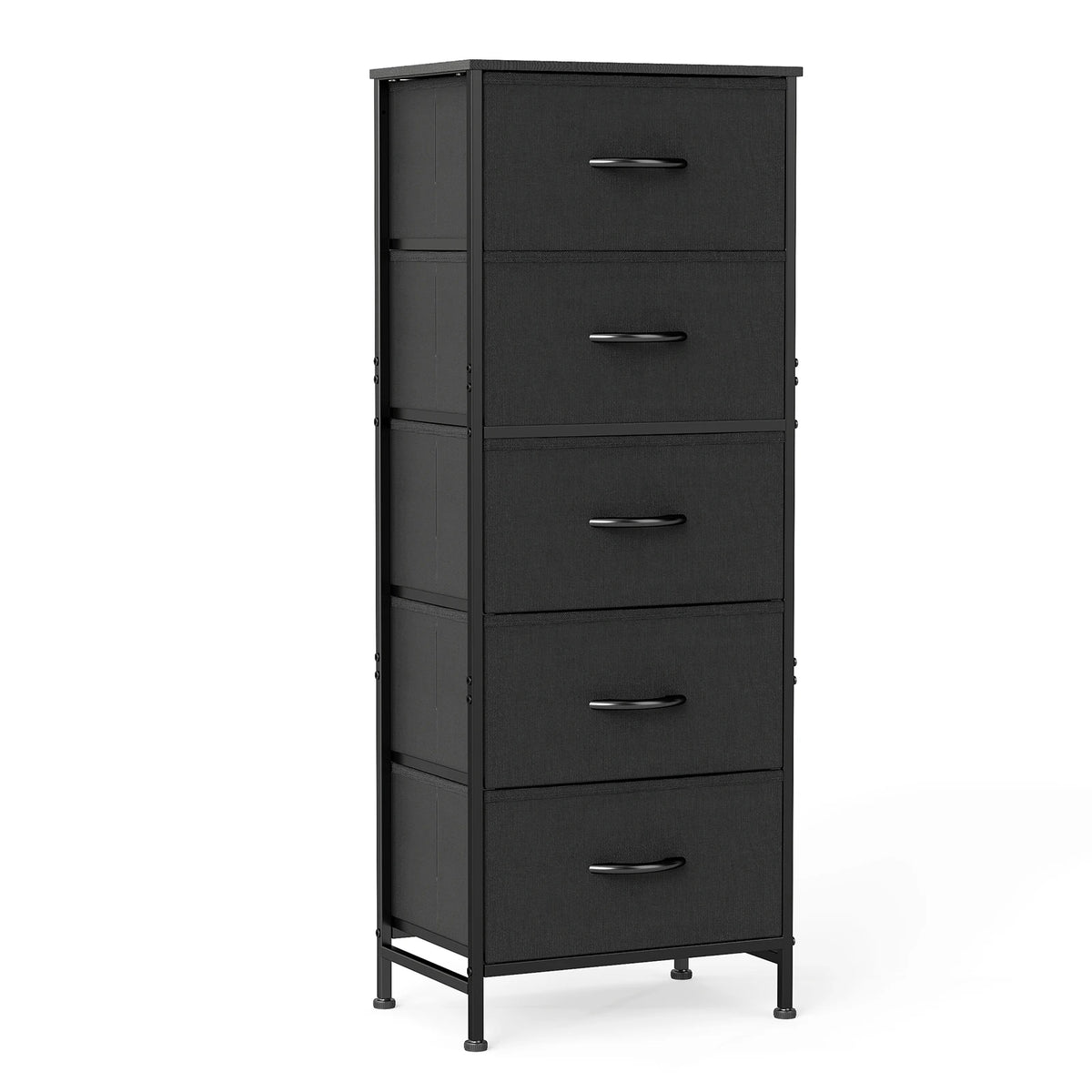 JHK Bedroom Dresser With 5 Fabric Drawers Steel Frame Nightstand