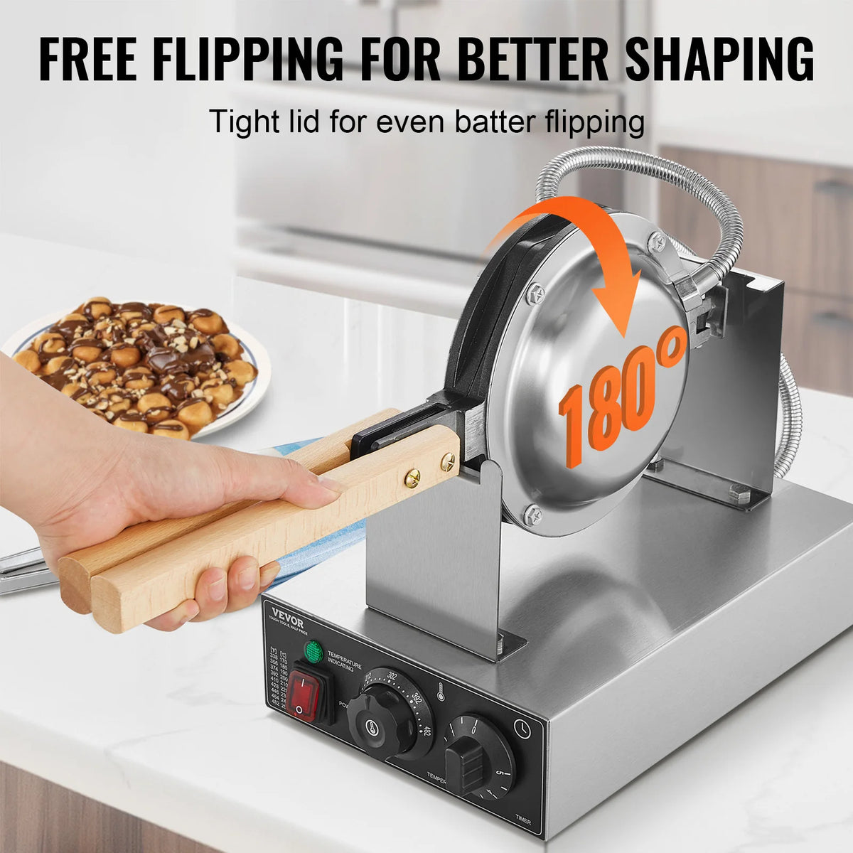 SucceBuy Commercial Egg Bubble Waffle Maker With Stainless Plates