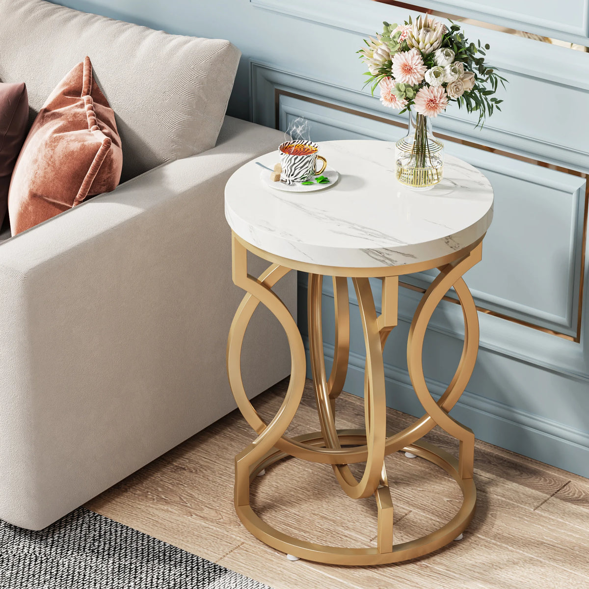 Tribesigns Modern Round End Table Featuring Thick Wood Top
